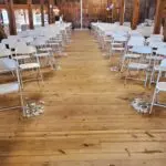 White chairs in a wedding hall